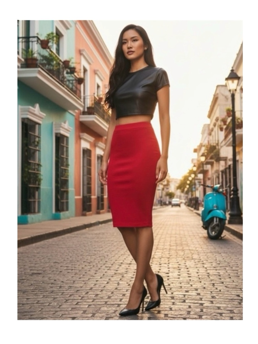 St John Collection ♔ By Marie Grey ♔ Santana Knit Skirt ♔ Rich Orange Red ♔ 6
